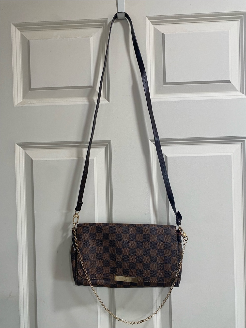 Brown Crossbody Bag with Gold Chain
